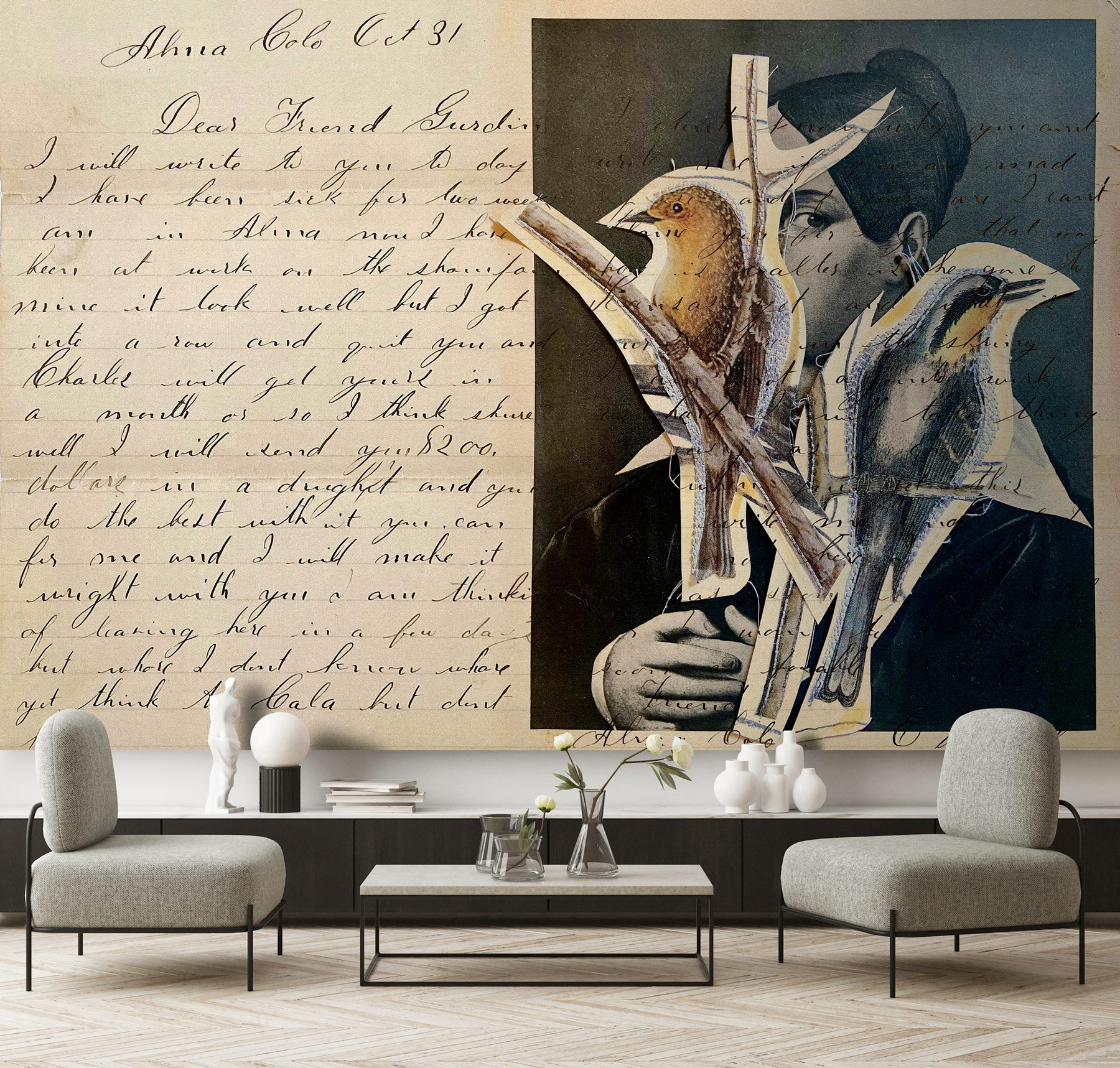 AS Fototapete Walls by Patel 5 Vögel Schwarz DD134363