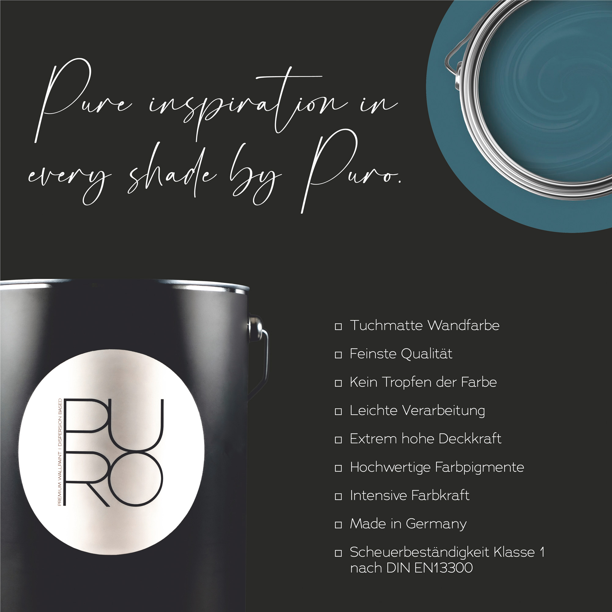 AS Premium Innenwandfarbe Puro c3012 bluish petrol 1 L