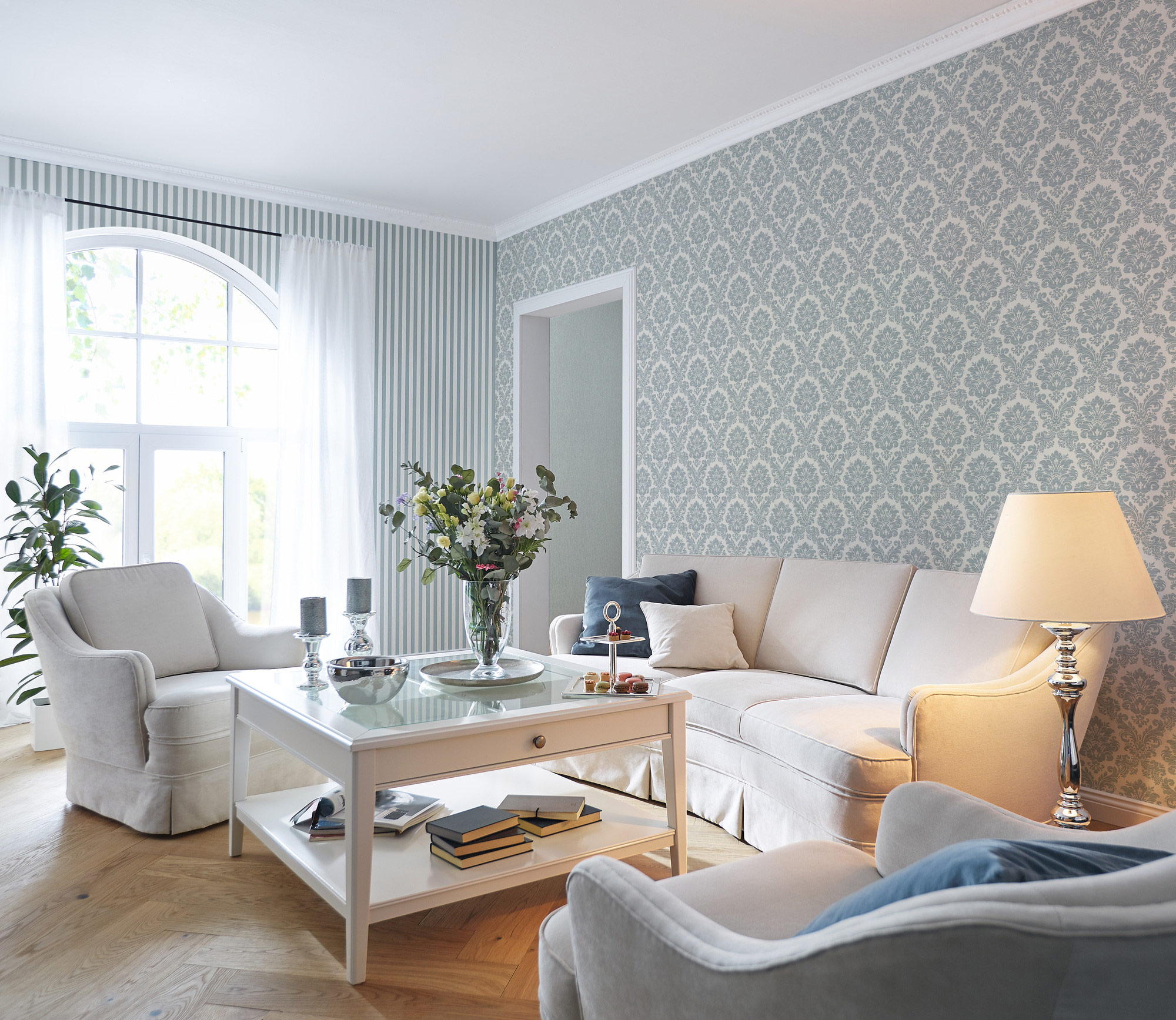 Rasch Vliestapete Trianon 13 Ornament Barock blau 570533