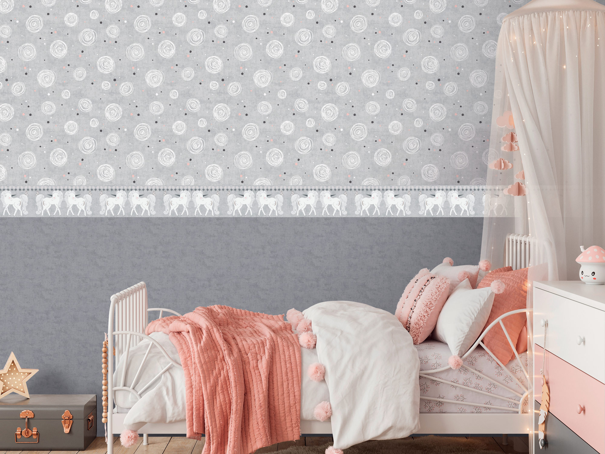 AS Vliestapete Lilly & Luis Einhorn Grau 771381