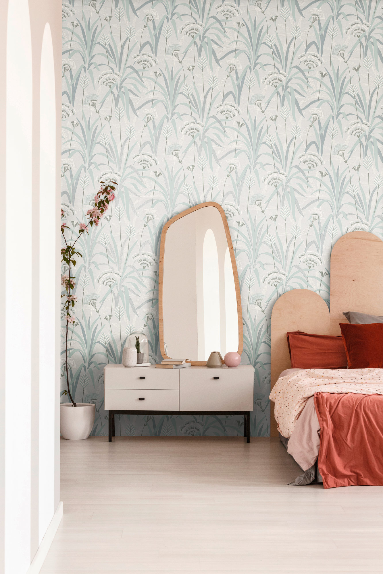 AS Vliestapete French Affair Blätter Grau 399363