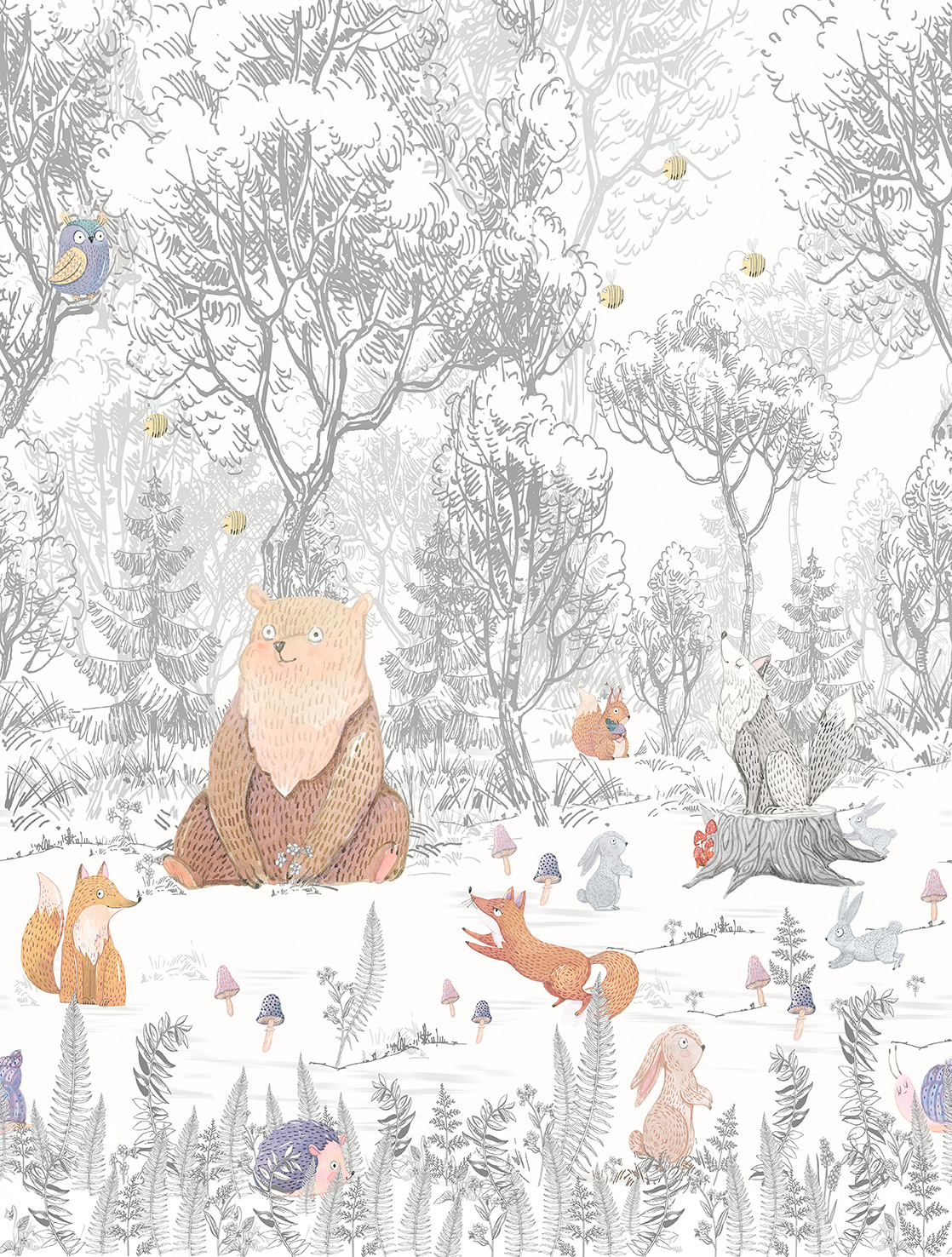 Decoprint Fototapete Cute Walls Waldtiere CW60431