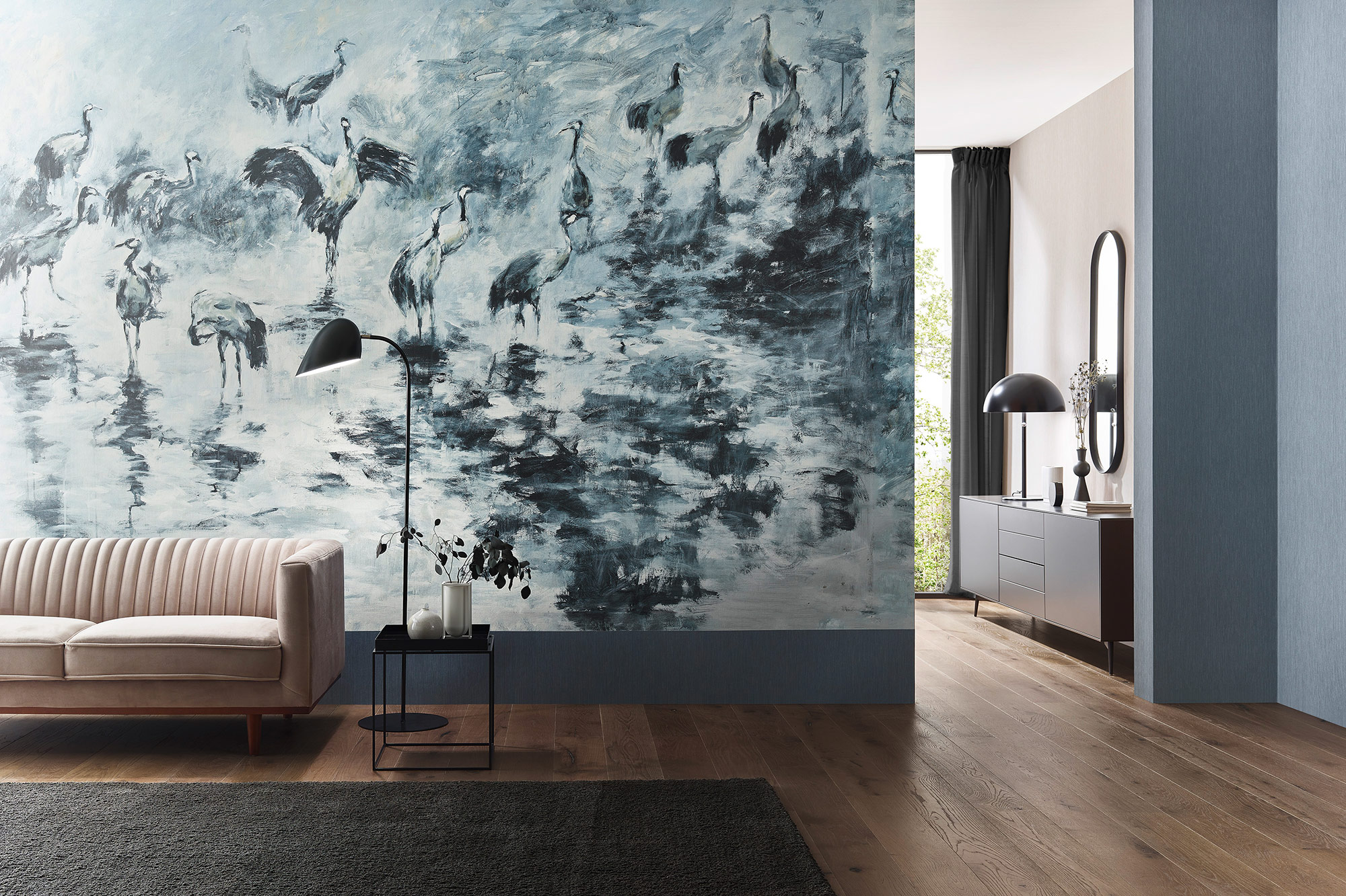 Erismann Fototapete GMK Art Edition Kraniche blau 222910