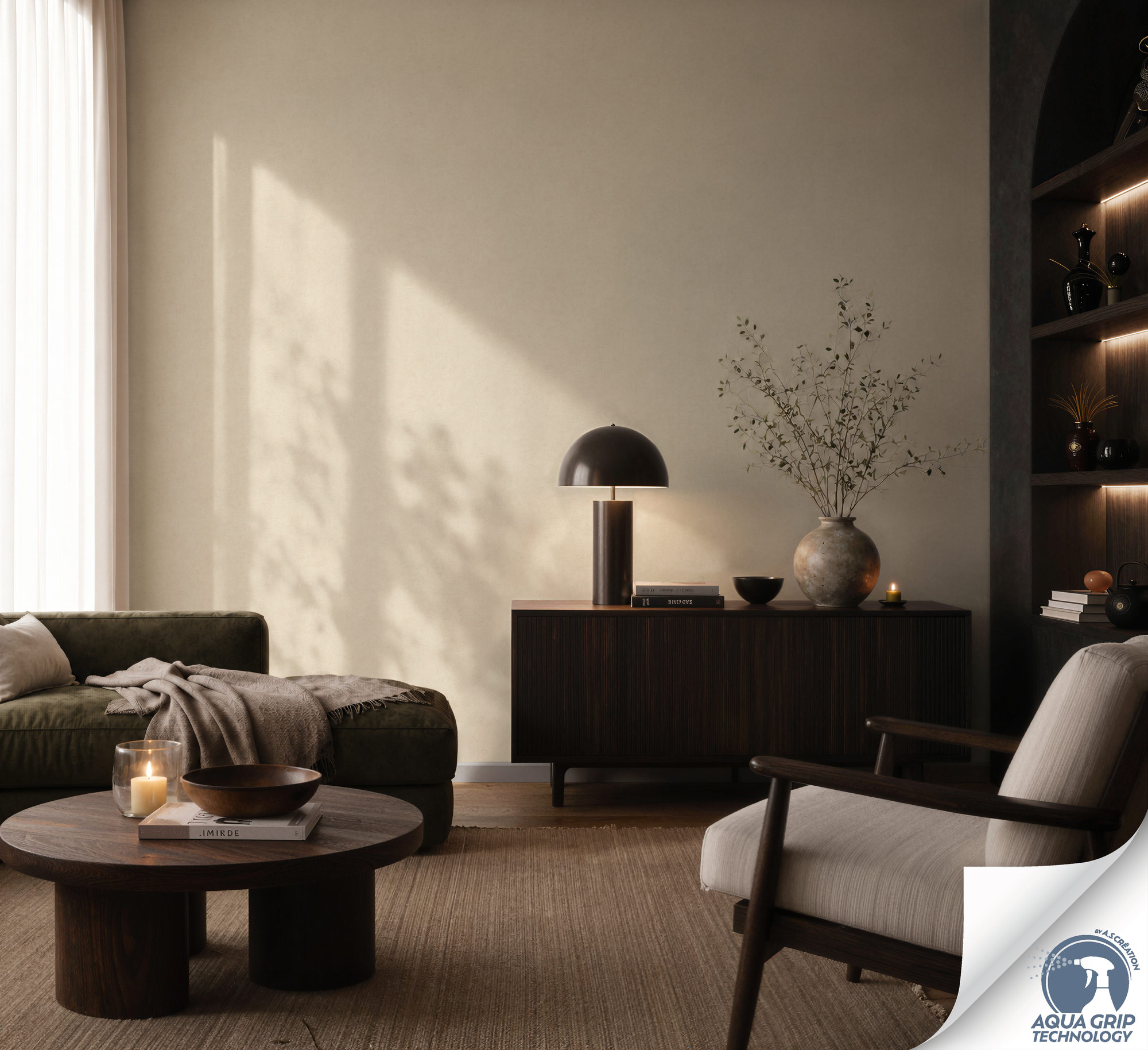AS Vliestapete Cosiness Designdrop 2 Uni Creme 793152