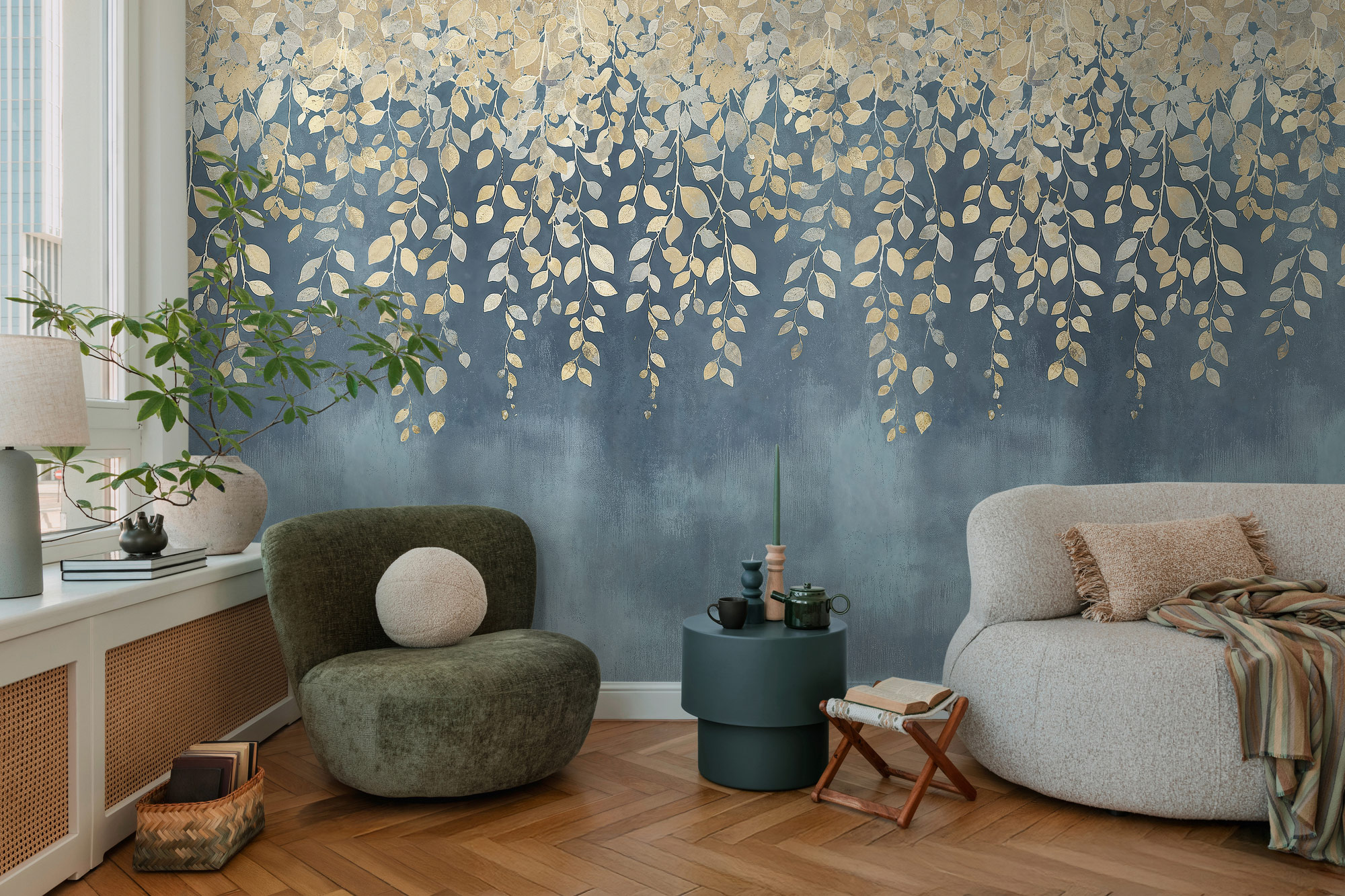 AS Fototapete CosmoLiving Floral Blau 791442