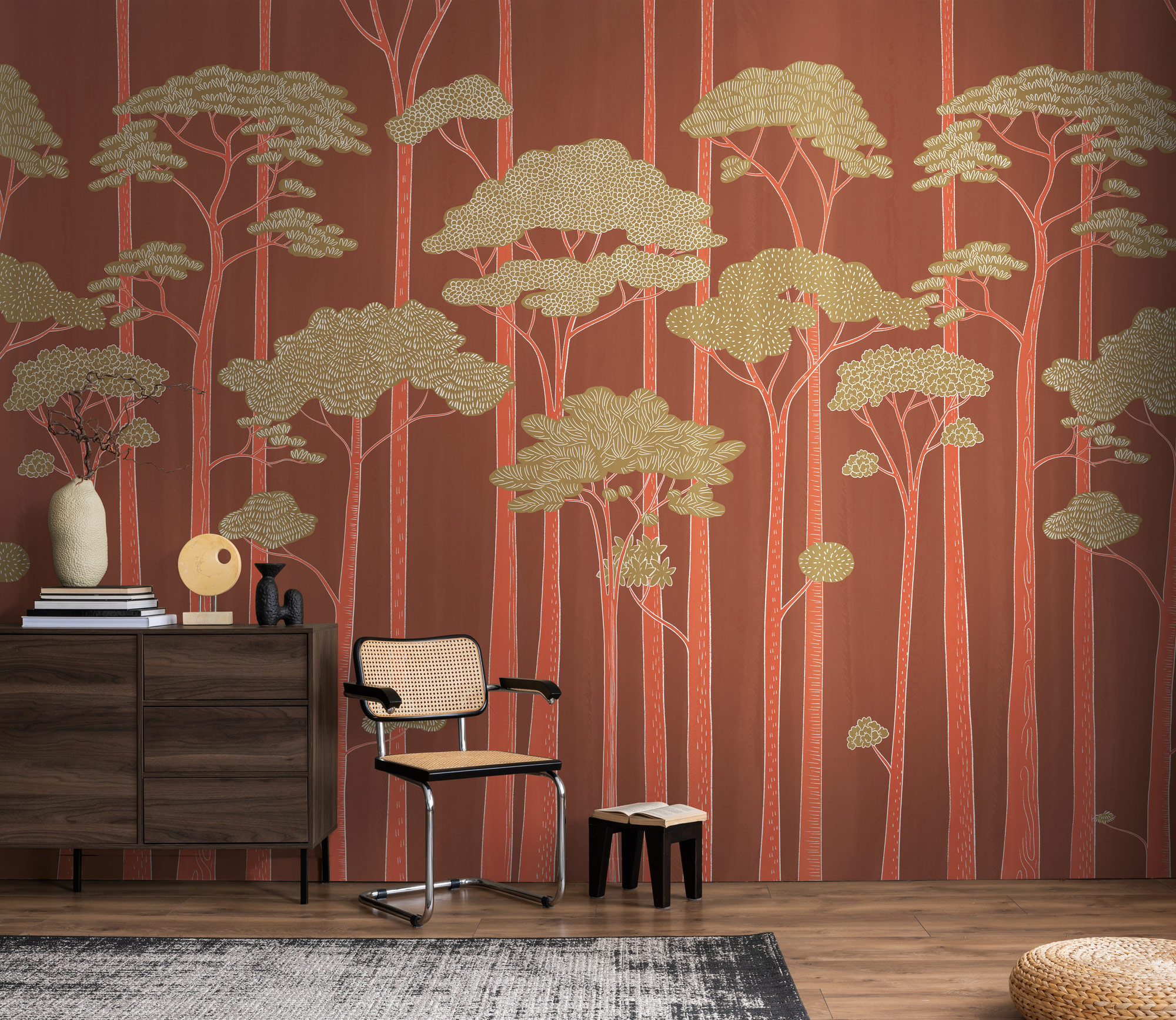 AS Fototapete The Wall 4 Wald Rot 792228