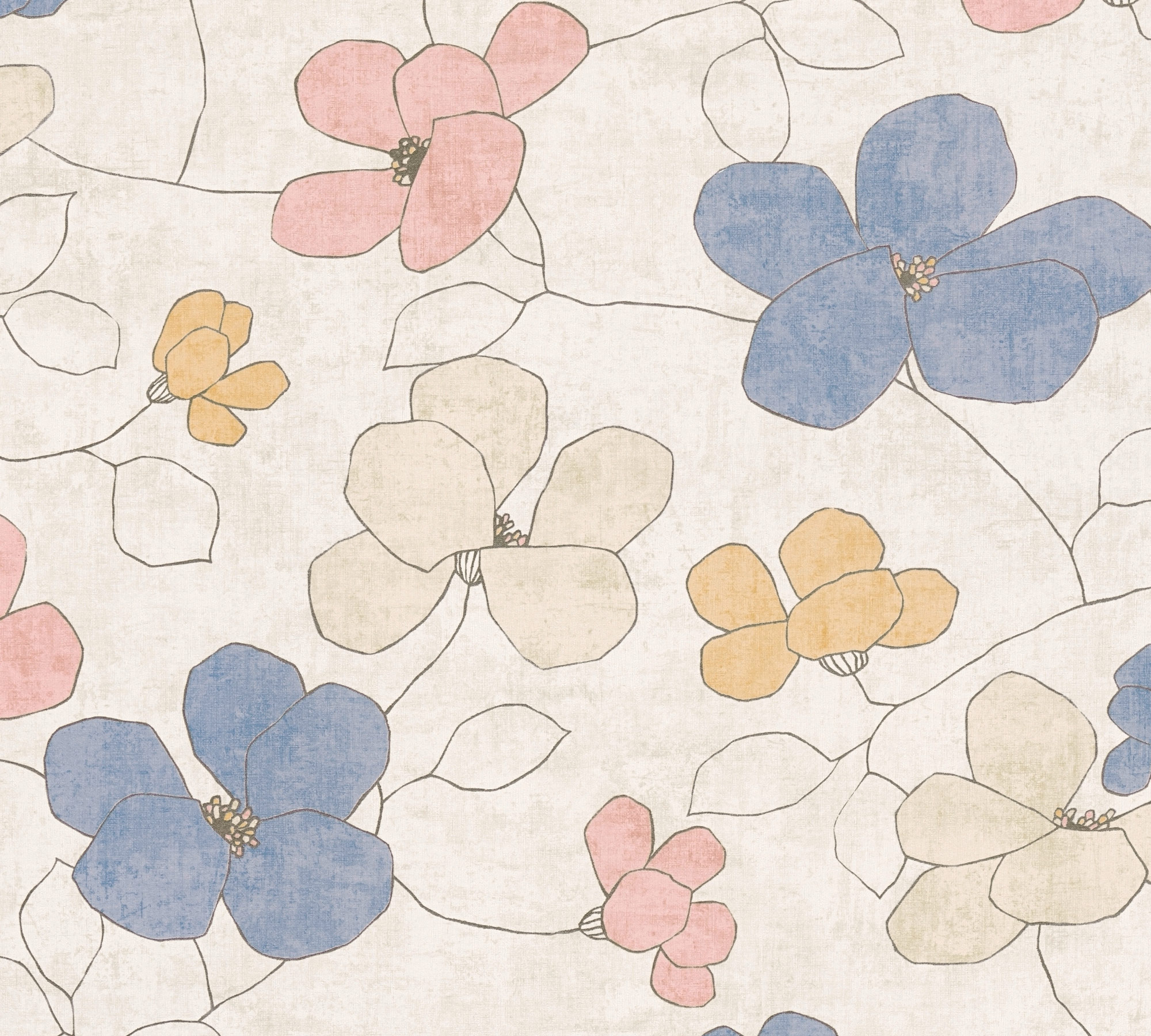 AS Vliestapete Nordic Feeling Blumen Grau 791472