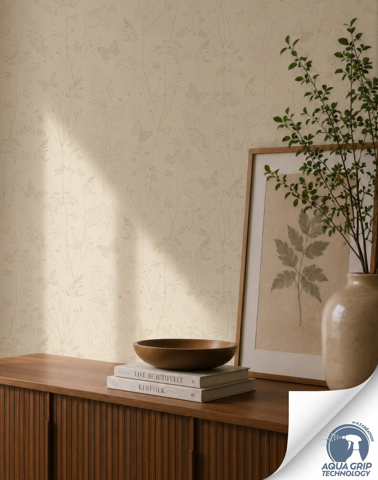 AS Vliestapete Cosiness Designdrop 2 Floral Beige 792832