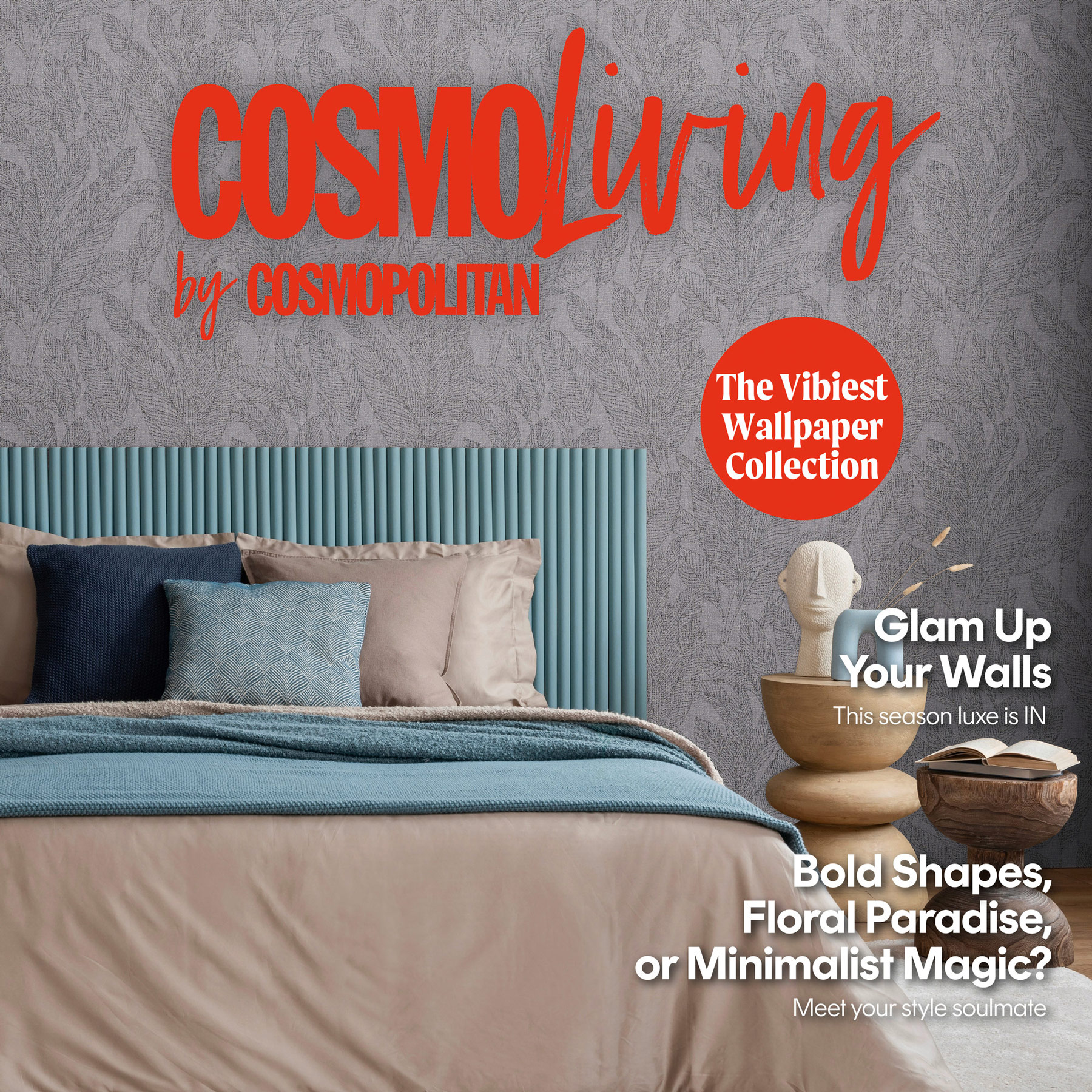 AS Vliestapete CosmoLiving Palmenblätter Grau 790645