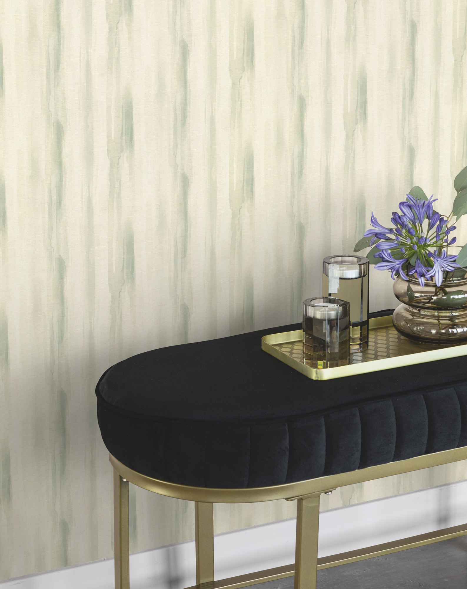 Rasch Vliestapete Peonies Grün Streifen 509335