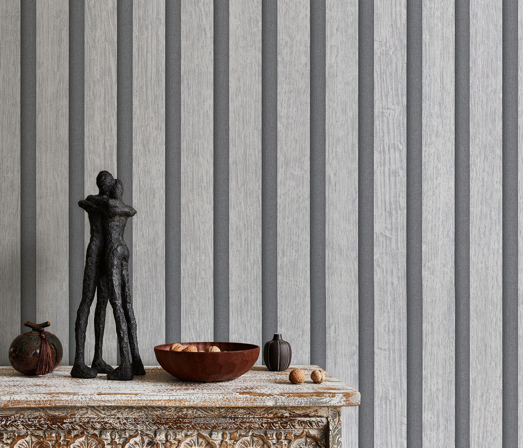 Erismann Vliestapete Holzpaneel hellgrau 1040031