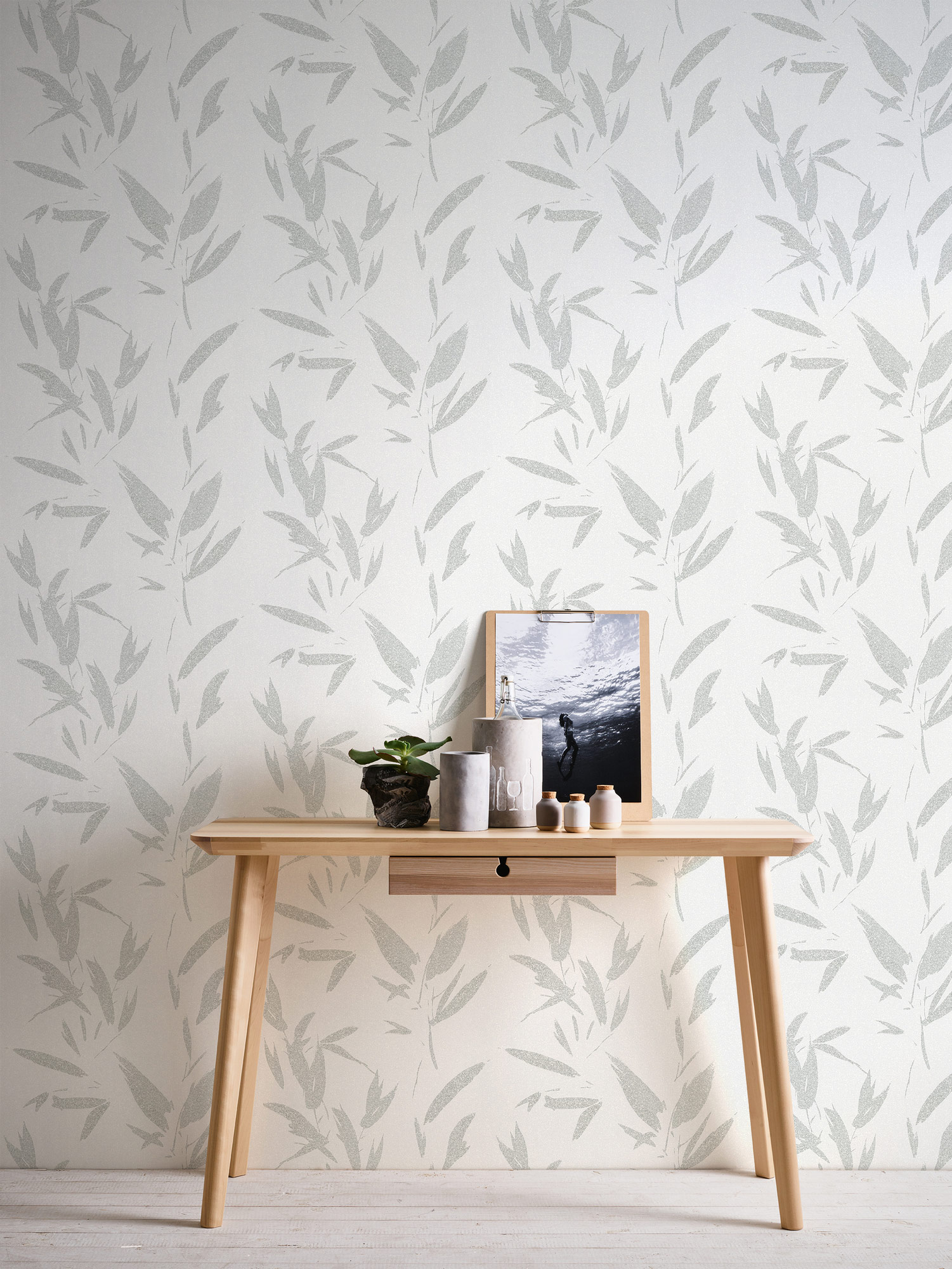 AS Vliestapete New Elegance grau Blätter 375494