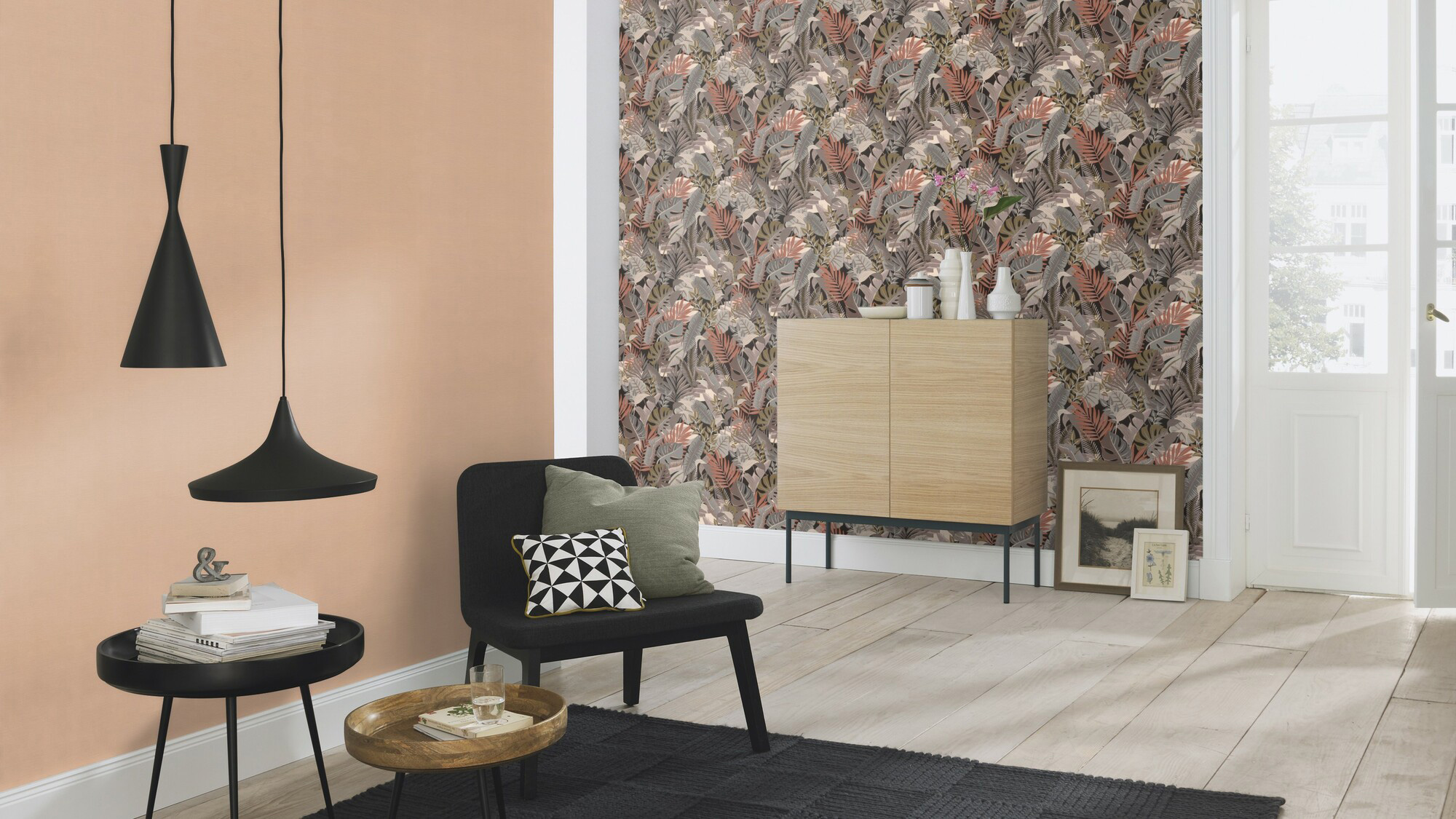 Rasch Vliestapete Tropical House Dschungel grau 687842