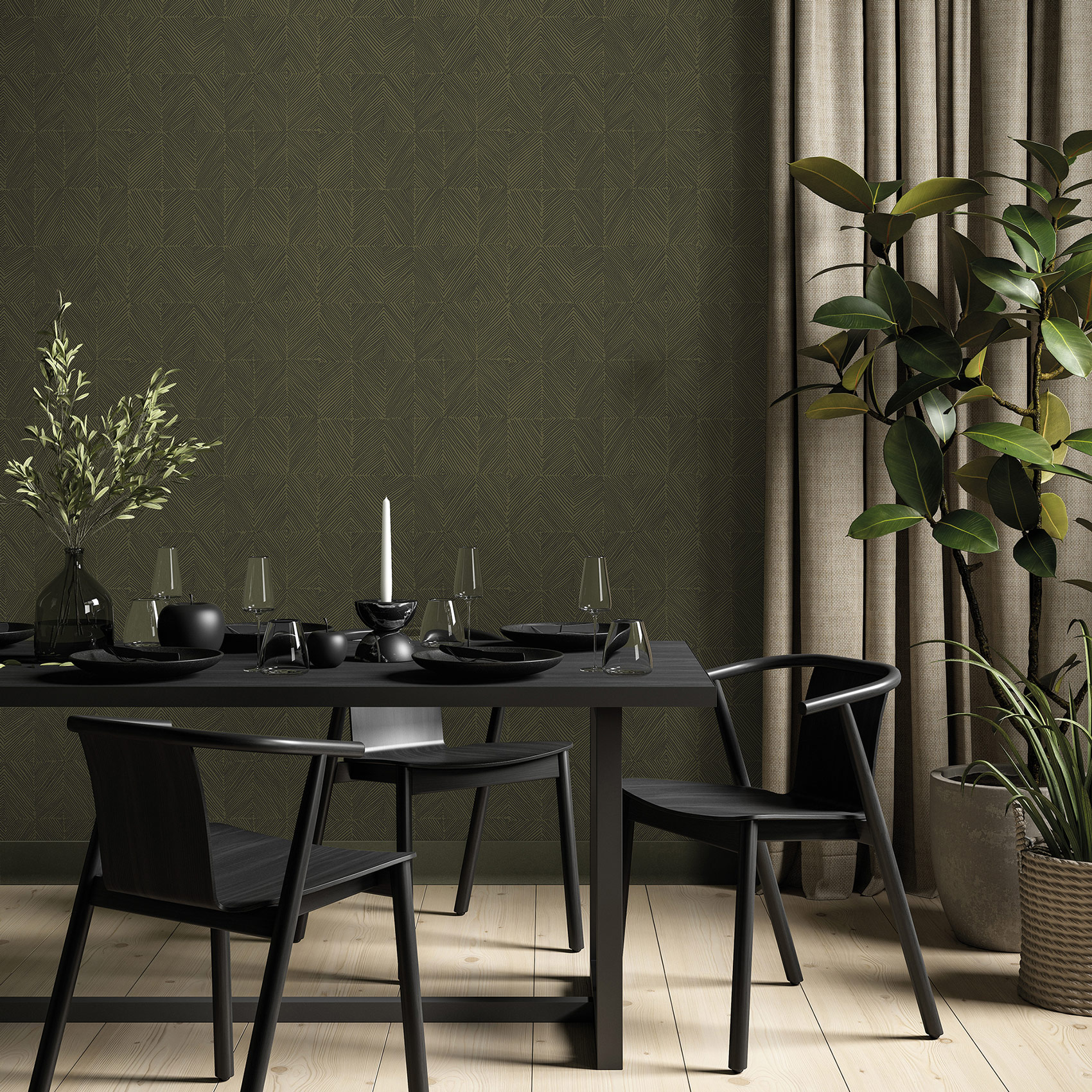 Hohenberger Vliestapete Chalk Rhompus Olive 65486