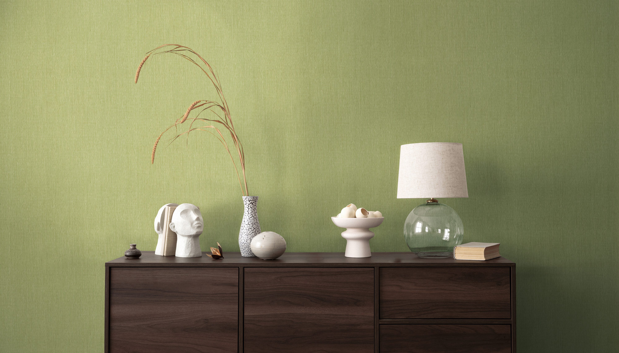 Livingwalls Vliestapete Stories of Life Uni Grün 396521