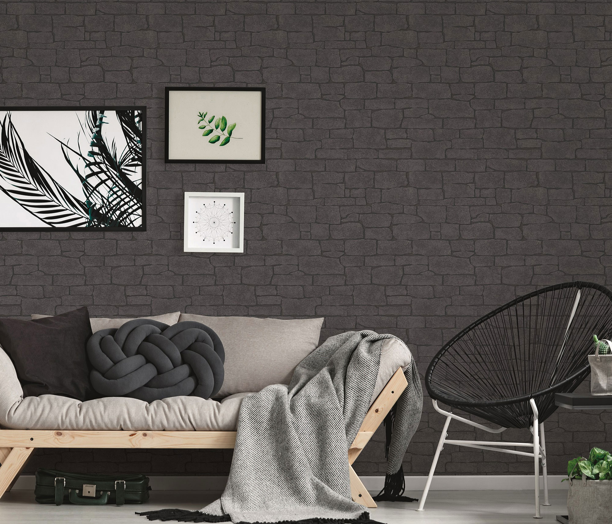 Erismann Vliestapete Imitations 2 schwarz Stein 1009115