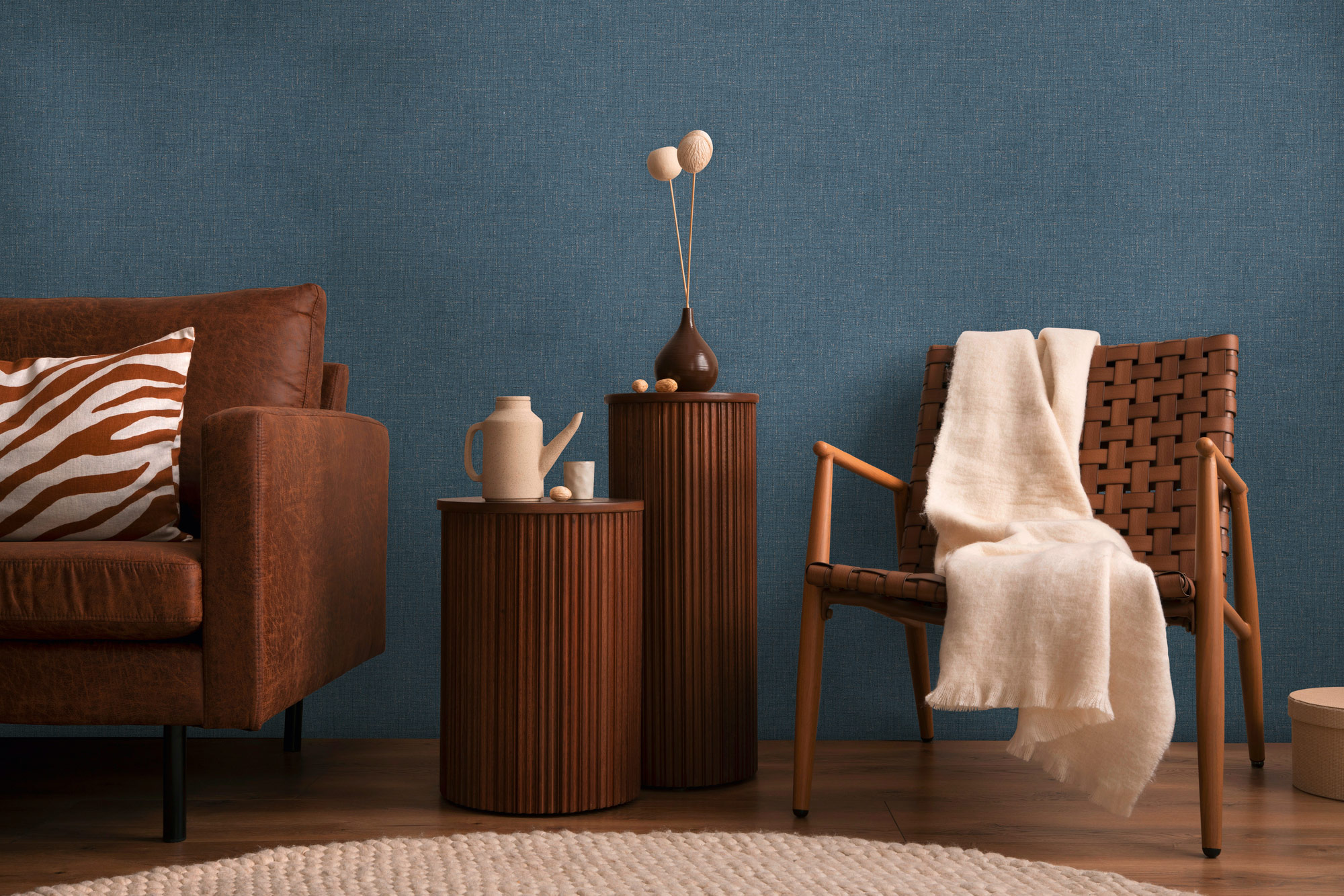 AS Vliestapete CosmoLiving Uni Blau 790674