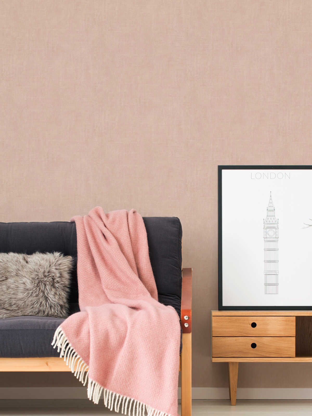 AS Vliestapete Unitapete metallic rose 380246