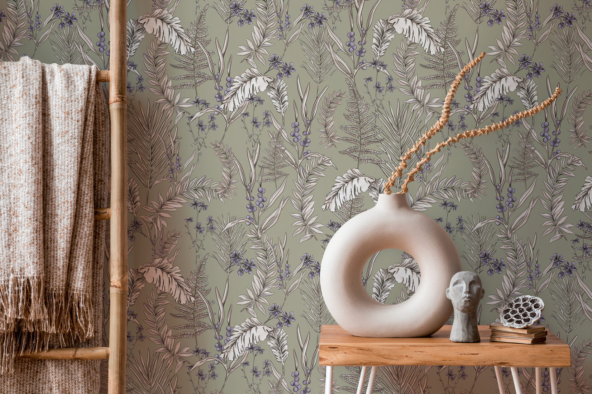 Livingwalls Vliestapete Drawn Into Nature Floral 394343