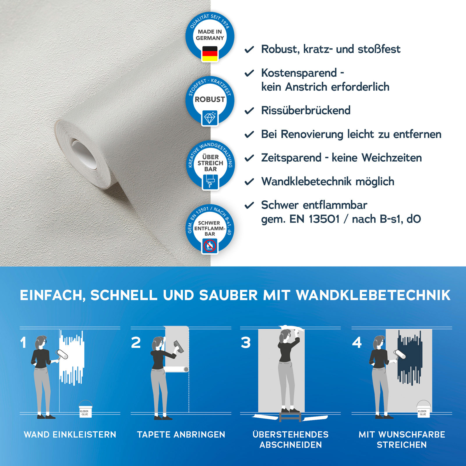 AS Vliestapete Meistervlies 8 überstreichbar 562715