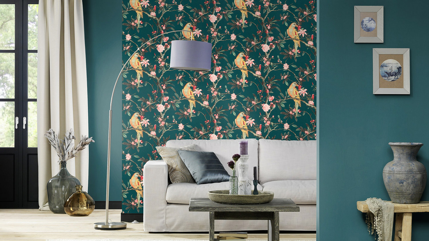 Rasch Vliestapete Poetry II Papagei Zweige blau 543353