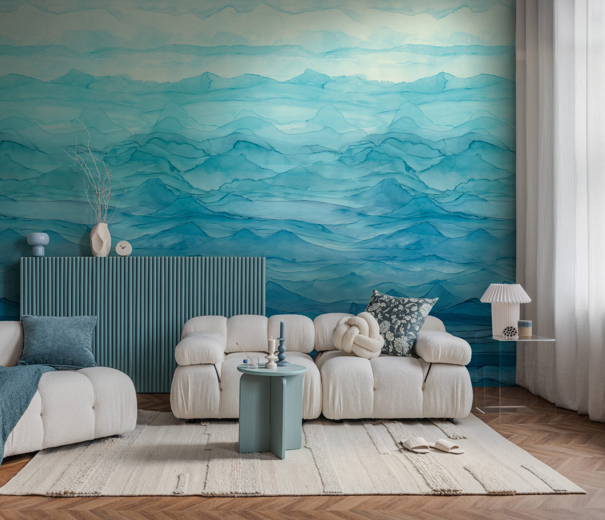 AS Fototapete The Wall 4 Abstrakt Blau 398181