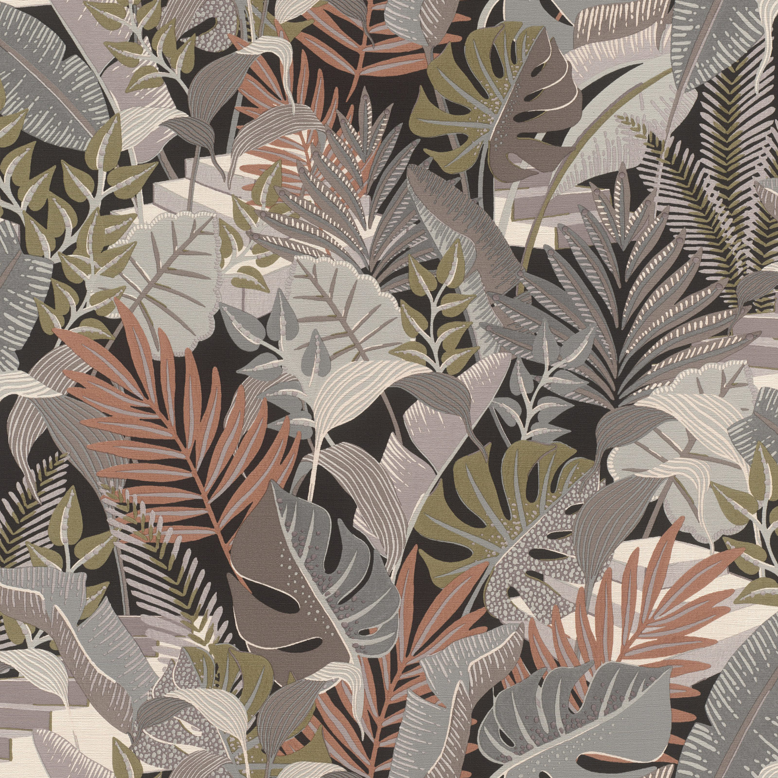 Rasch Vliestapete Tropical House Dschungel grau 687842