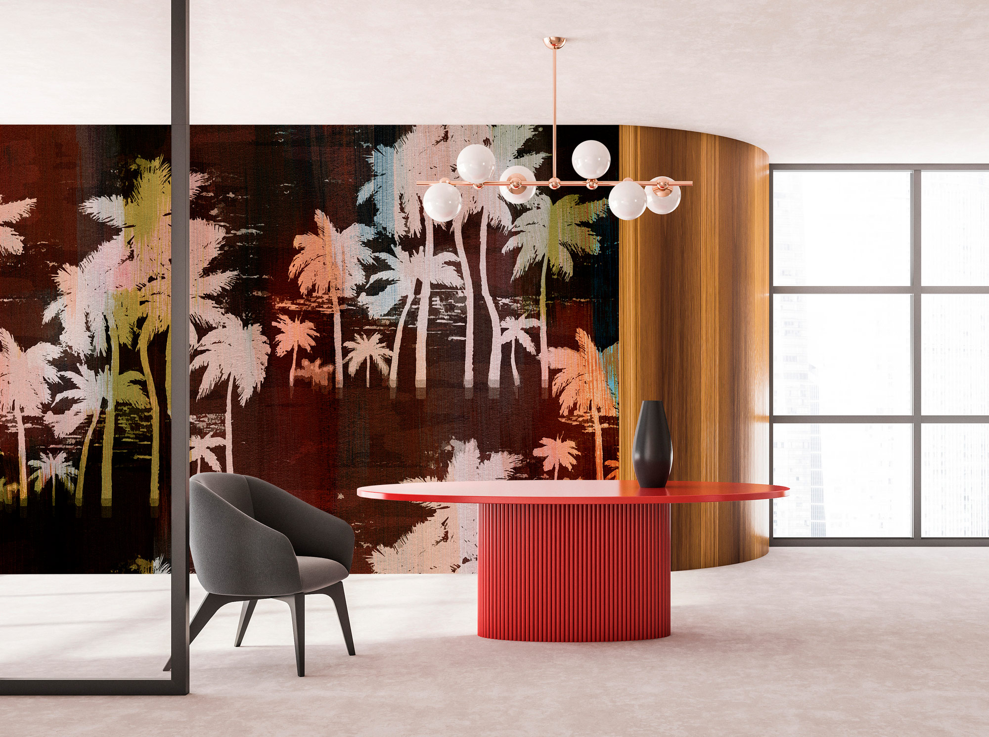 AS Fototapete Walls by Patel 5 Palmen Dunkelrot DD134933