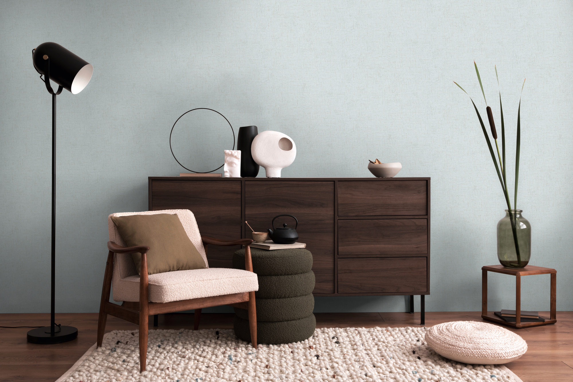 AS Vliestapete CosmoLiving Uni Blau 790667