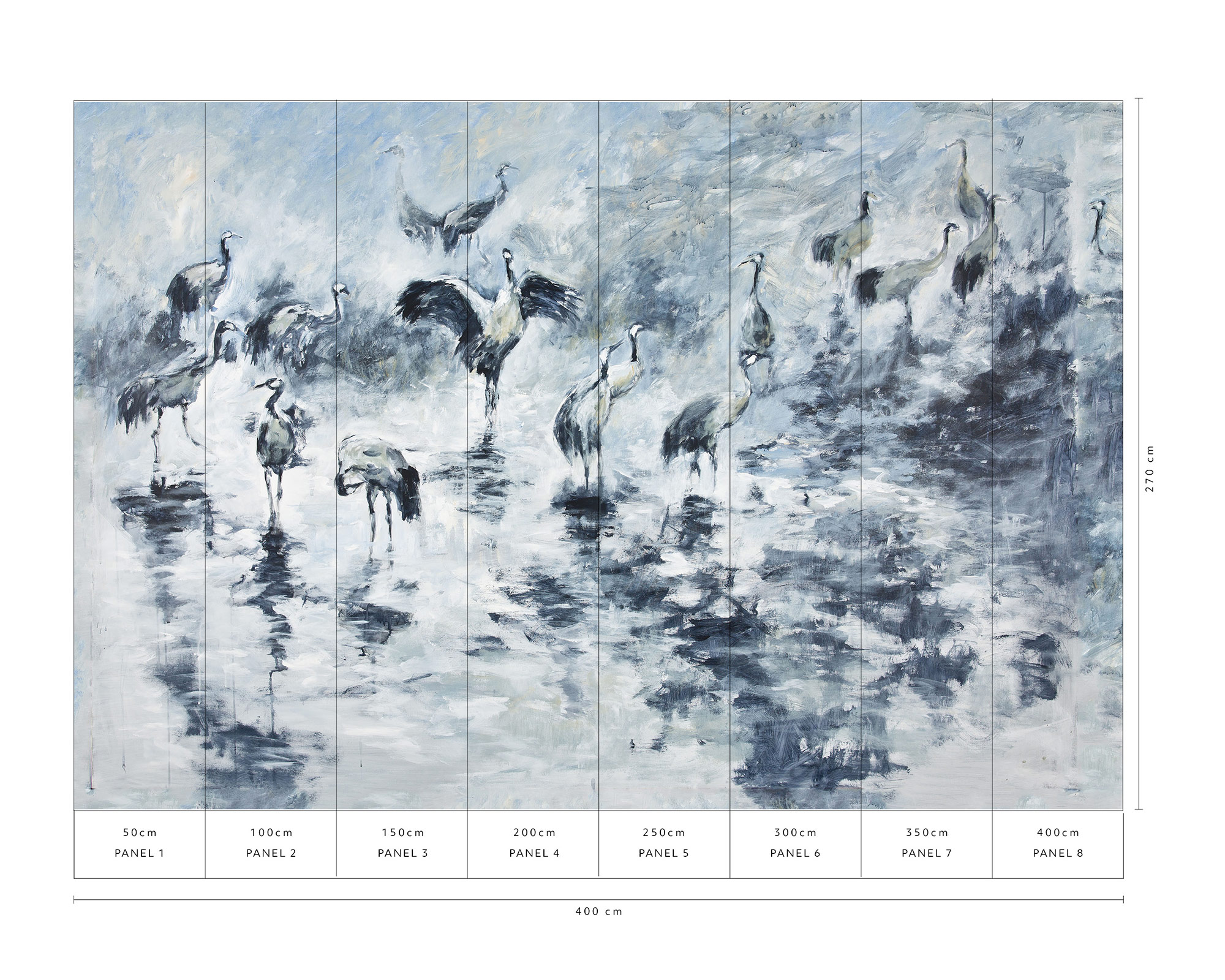 Erismann Fototapete GMK Art Edition Kraniche blau 222910