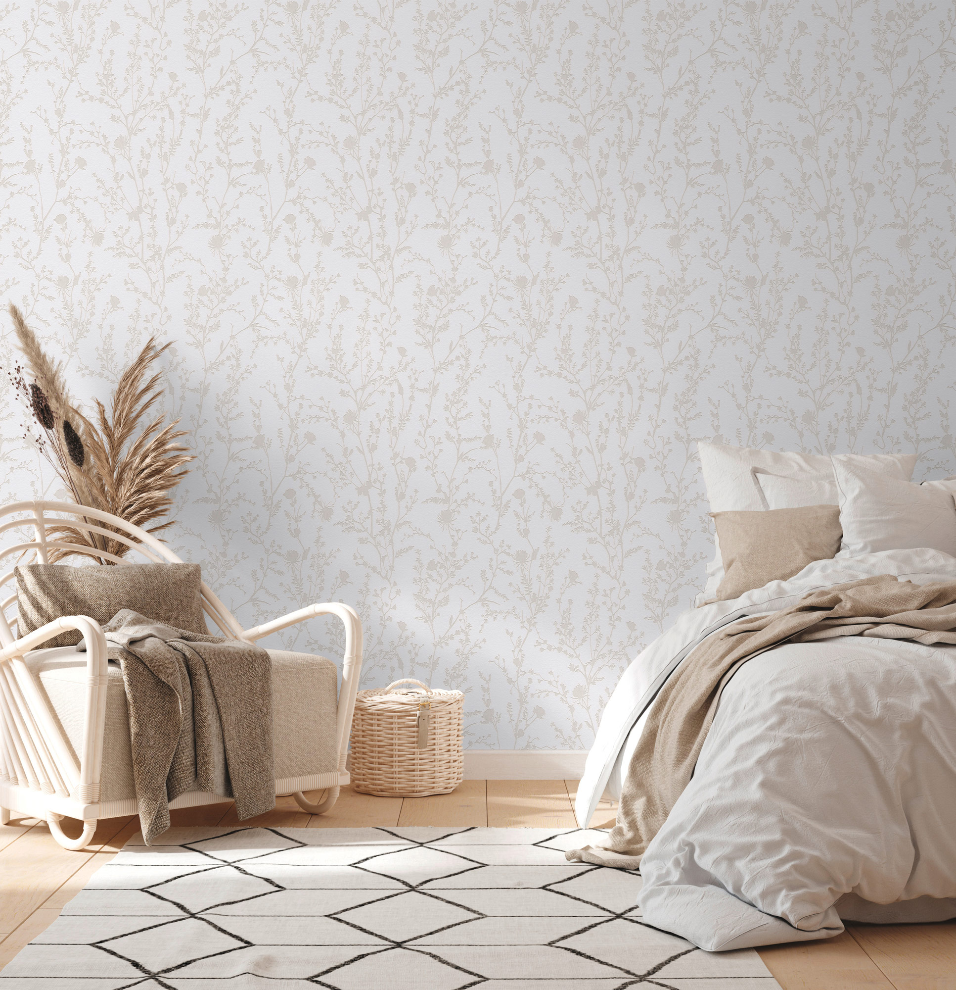 AS Vliestapete Casual Living Hellgrau Floral 395462