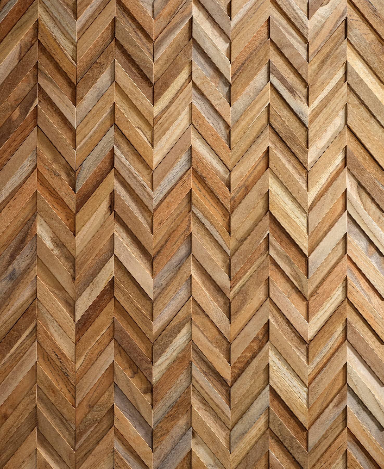 Wallsupply 3D Holz Wandpaneele UltraWood TeakChevron | 5 St