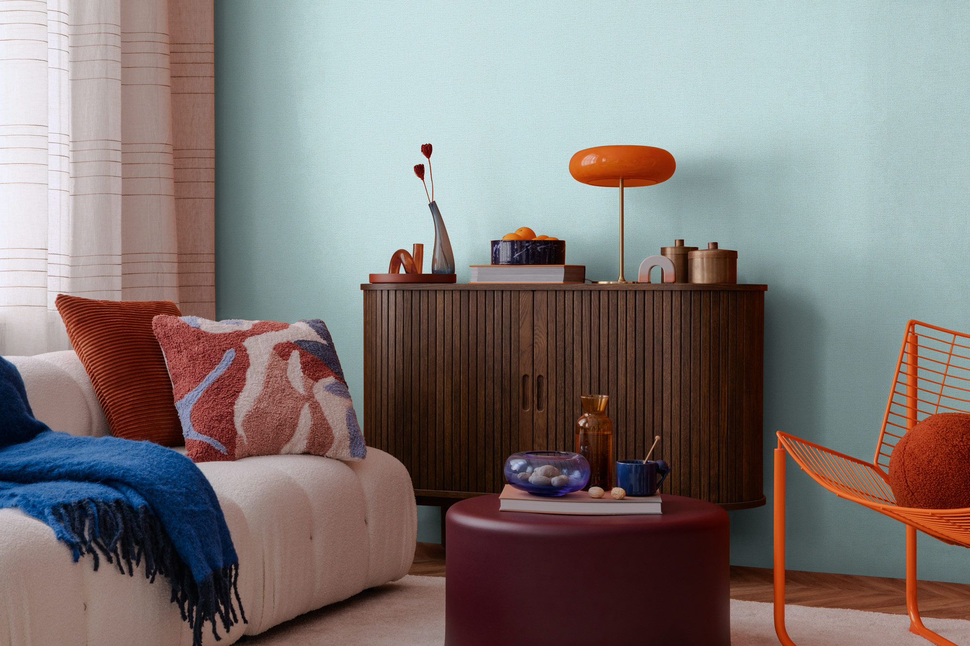 AS Vliestapete CosmoLiving Uni Blau 790654