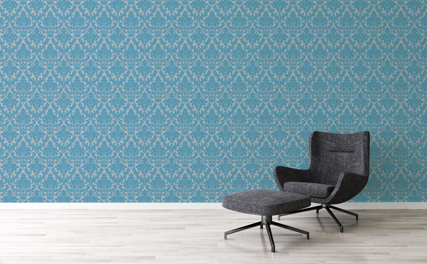 Thomas Vlies-Tapete Barock silber/blau TLT016 - 360954