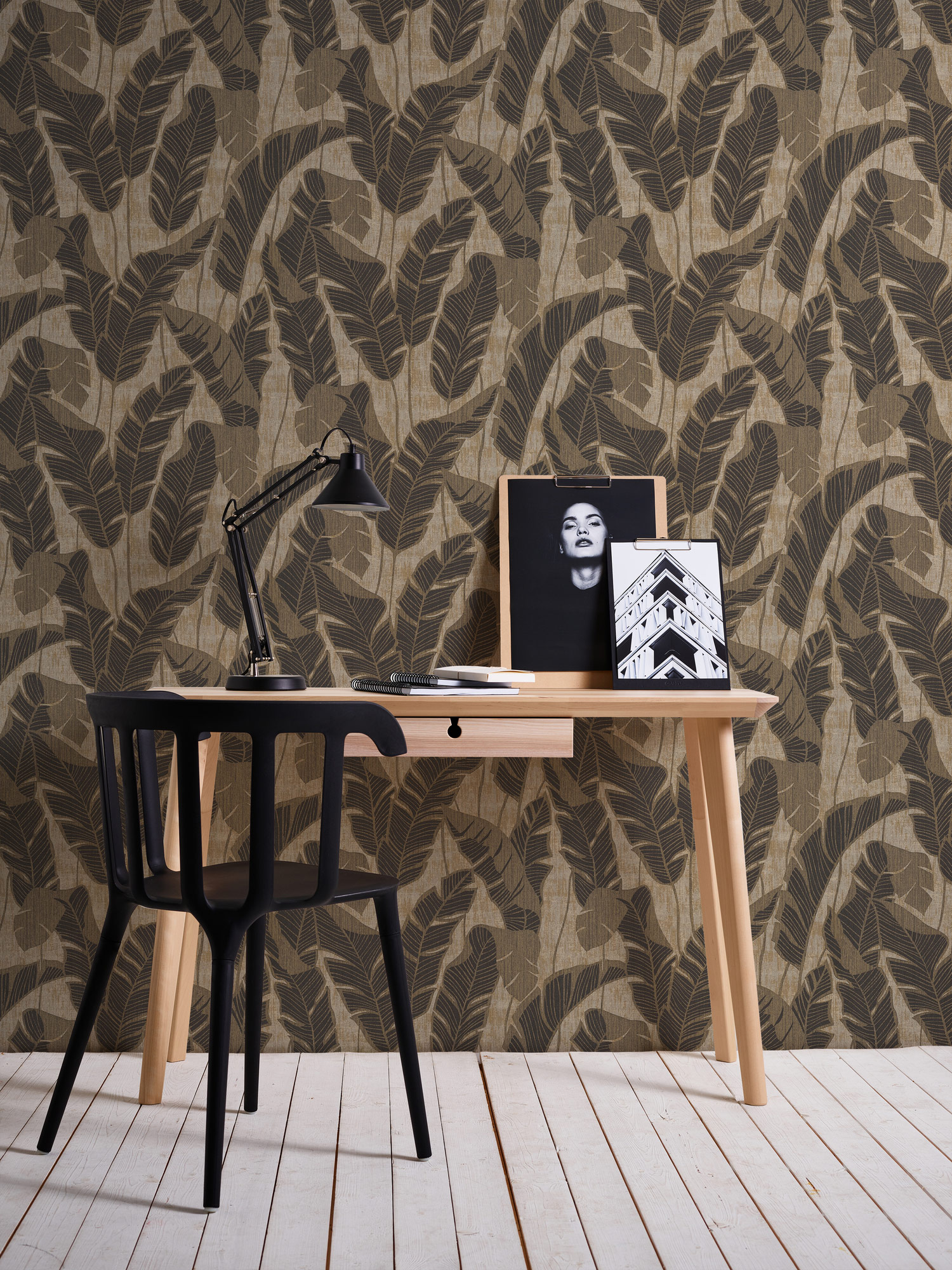 AS Vliestapete Jade 2 Beige Blätter 395024