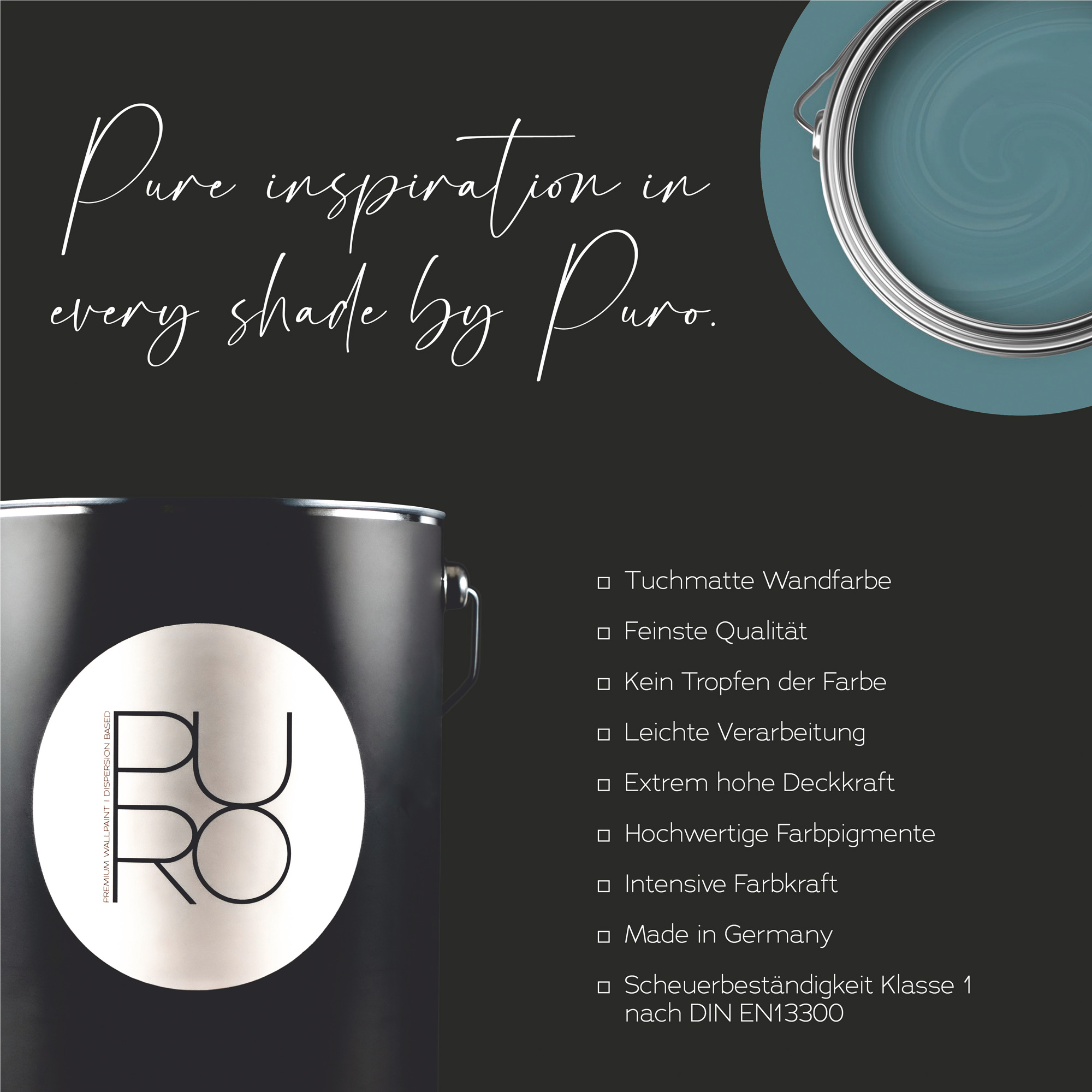 AS Premium Innenwandfarbe Puro c3011 bluish petrol 1 L