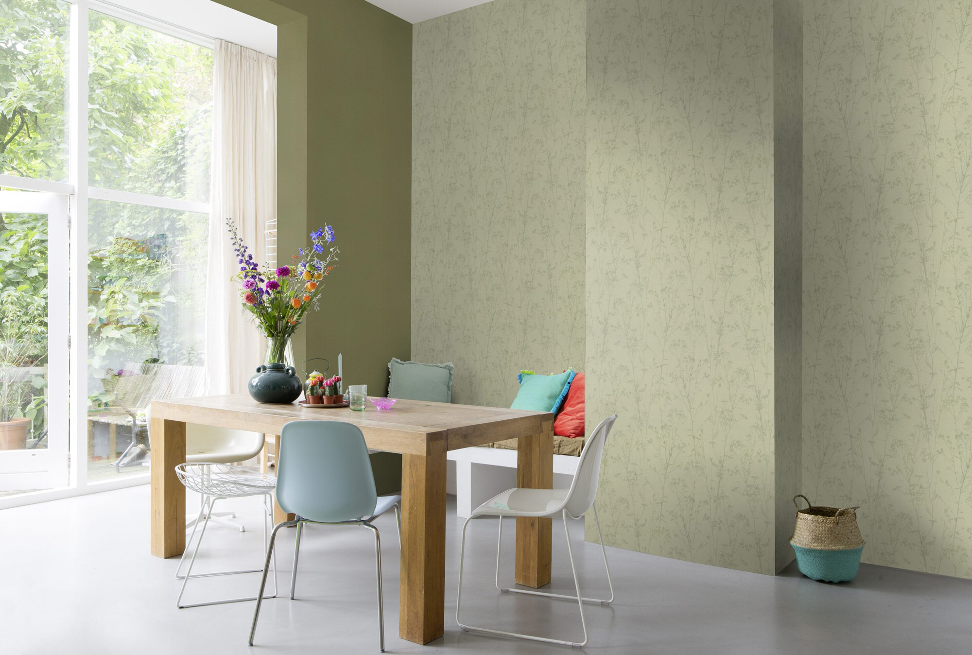 Rasch Vliestapete Peonies Grün Floral 582123