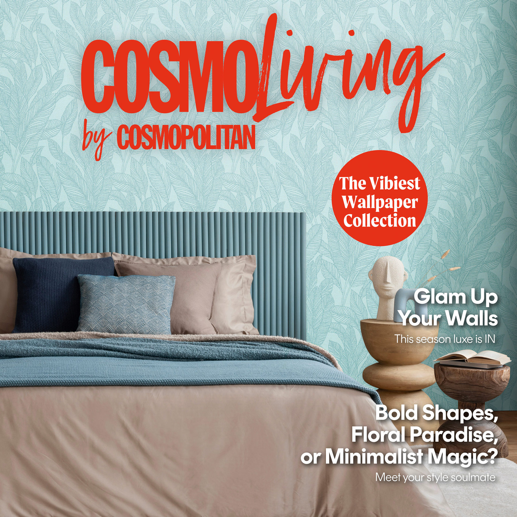 AS Vliestapete CosmoLiving Palmenblätter Blau 790643