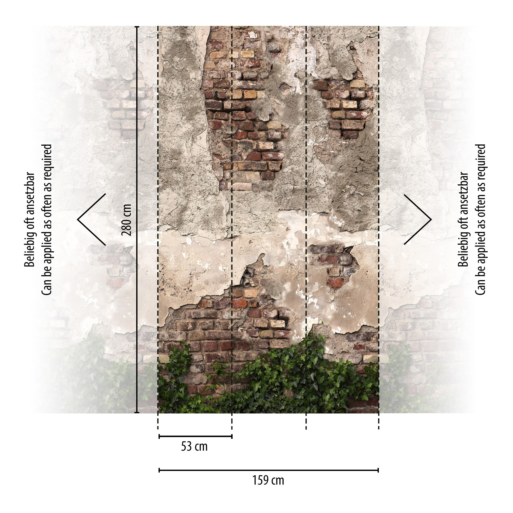 AS Fototapete The Wall 4 Efeublätter Braun 792267