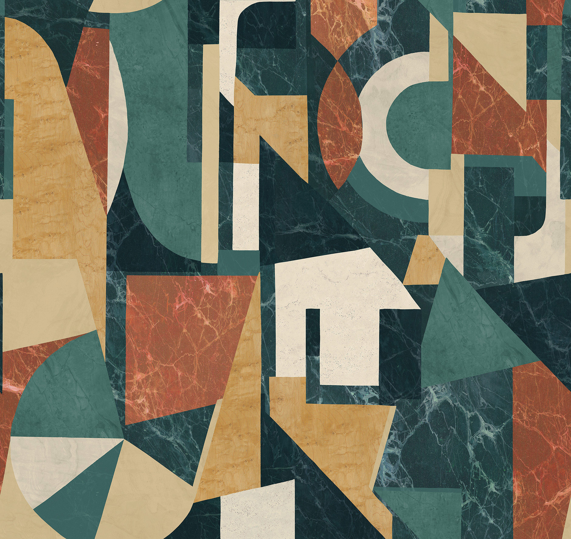 Masureel Fototapete Panel Rock Palazzi Verde DGROC1021260