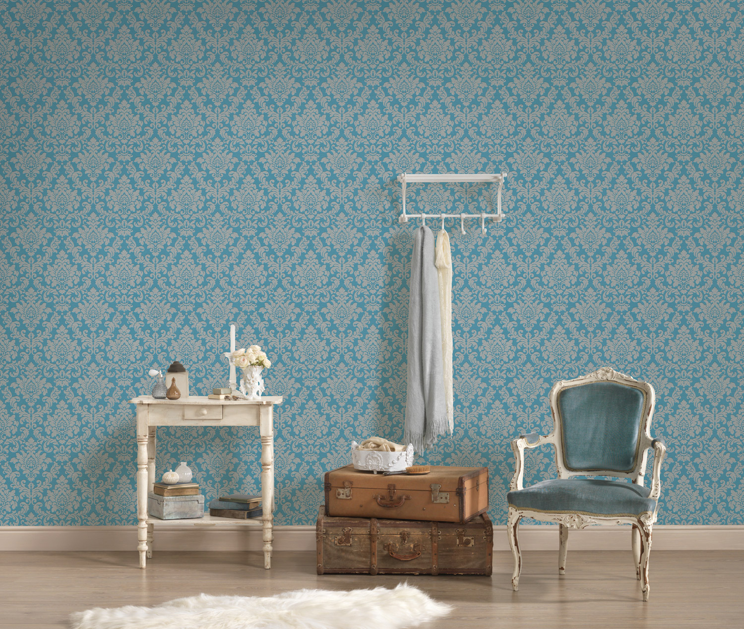 Thomas Vlies-Tapete Barock blau/silber TLT017 - 360894