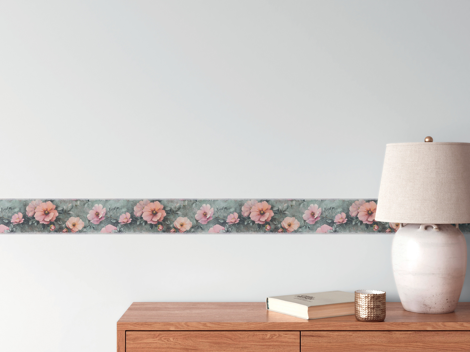 AS Borte Selbstklebende Bordüre  Blumenbordüre Grau 786071