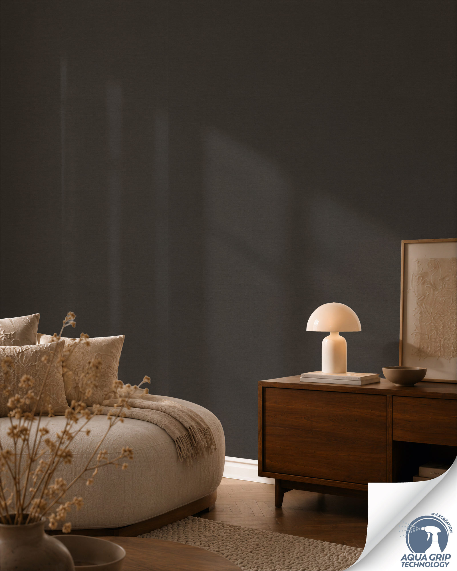 AS Vliestapete Cosiness Designdrop 2 Uni Schwarz 792432