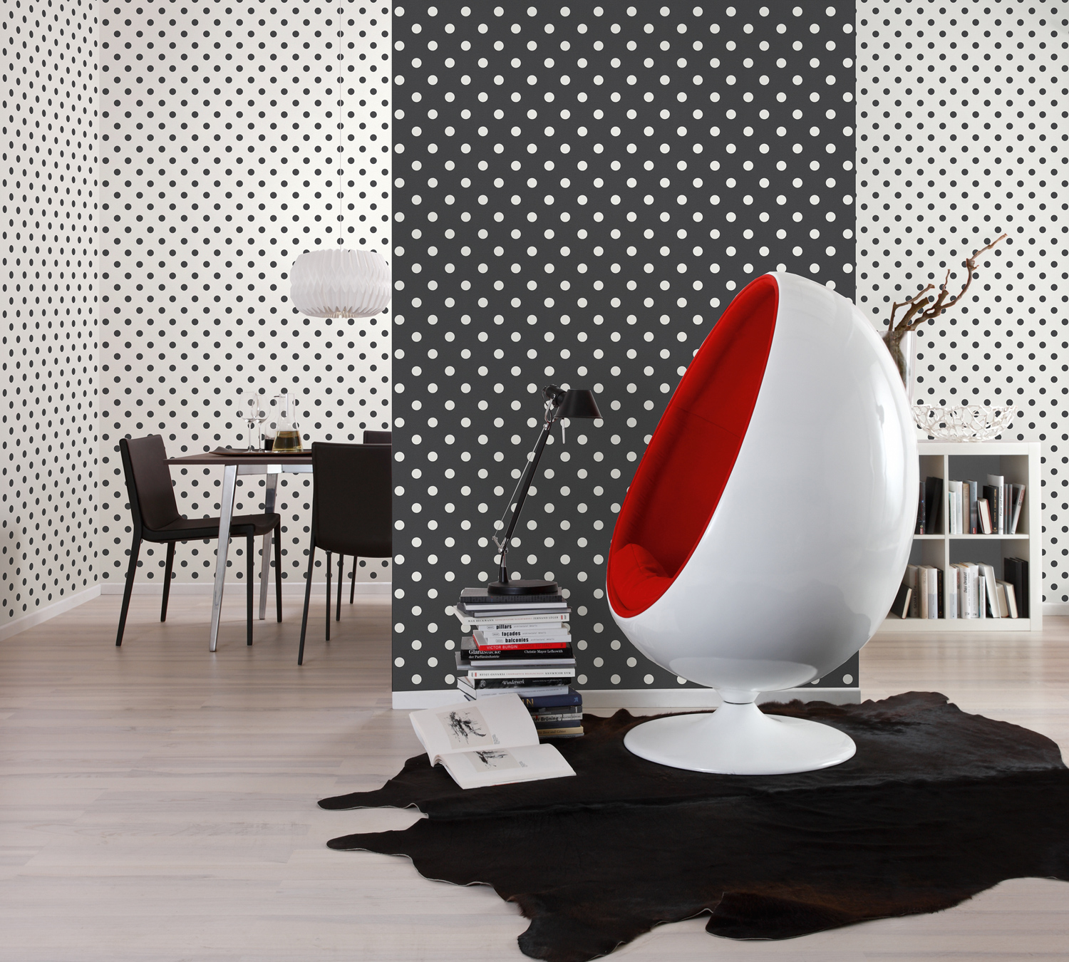 Thomas Vliestapete Dots weiss/schwarz TLT008 - 363363