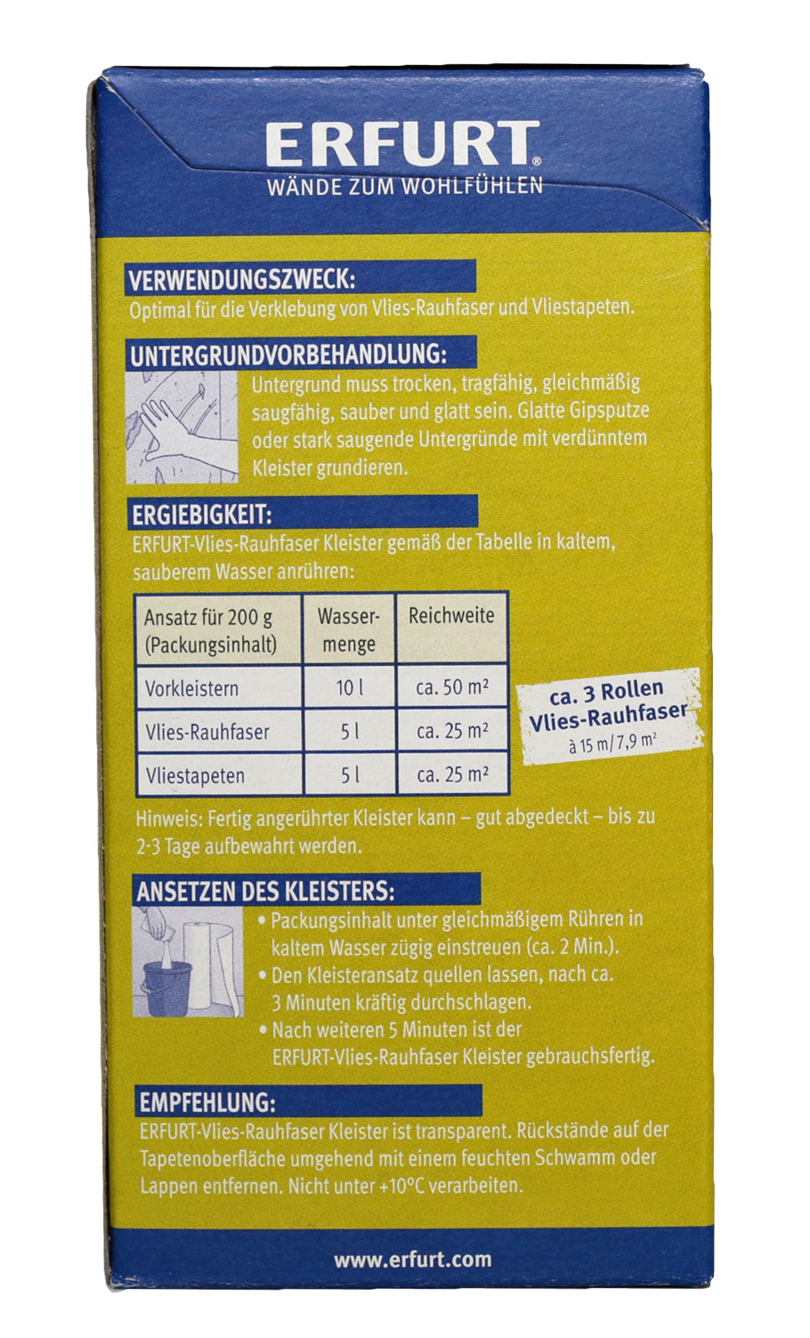 Erfurt Vlies-Rauhfaser Kleister | 4,8 kg - 24 Pakete