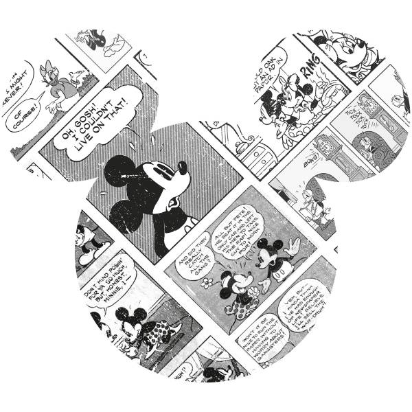 Komar Selbstklebende Vlies Fototapete Mickey Head Comic Cart